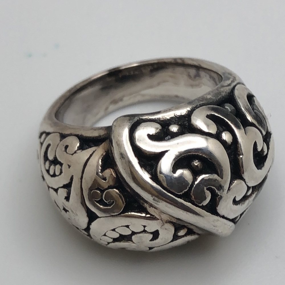 VTG Handcrafted Sterling Silver Swirling Dramatic Design Domed Thailand Ring